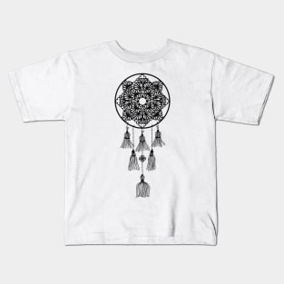 Black dreamcatcher over blue Kids T-Shirt